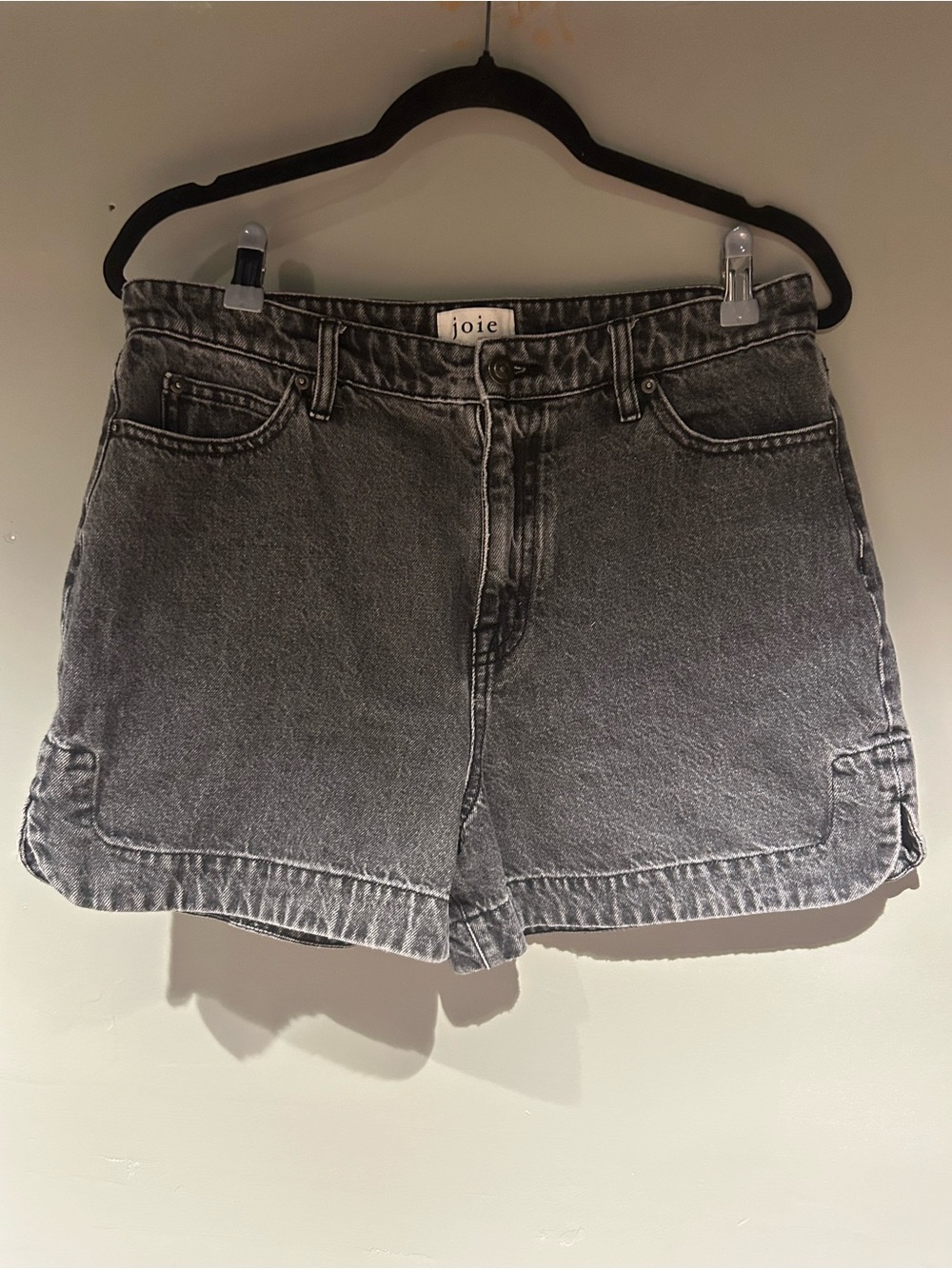 Joie Washed Charcoal Black Denim Shorts